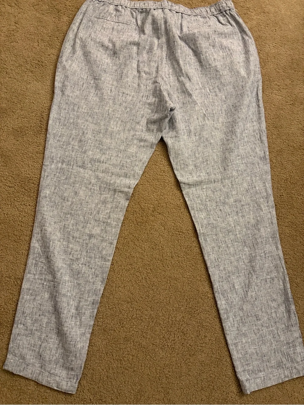 Club Monaco Light Gray Drawstring Linen-Blend Chinos